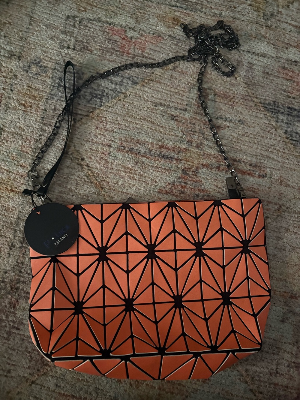 P. Luca Milano Geometric Crossbody Clutch NWT | Matte Orange